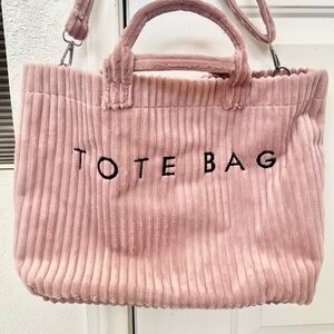 Tote Bag Pink Corduroy Shoulder Tote
